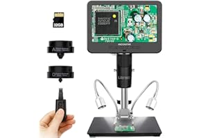 Andonstar AD246 Microscopio Digitale per Adulti, 3 Lenti per Saldatura, 1080P FHD Video Record, 7 Pollici LCD 500x, a Moneta, Kit Biologico