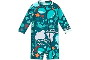 upandfast Maillot de Bain pour Bébé Garçon/Fille avec Zip Tout au Long Cuirasse pour Toddler Une Pièce Protection Solaire UPF 50+
