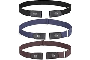 WERFORU 3 Pièces Ceinture Homme Élastique Sans Boucle, Ceinture Ajustable Invisible pour Jeans et Pantalons