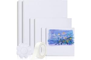 Vebetter Tela Per Dipingere - Set 6 Pezzi Canvas Bianco 30x40 30x20 20x15 Per Acrilico/Acquerello/Guazzo - Con Tavolozza/Pennello/Inserti - Cotone Per Pittura Ad Olio