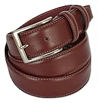 ITALOITALY Cintura Elegante in Vera Pelle con Doppio Passante, Marrone, ca. 3,5cm, Economica, Artigianale, Made in Italy...