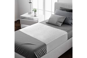 LYNMARK Protector de cama lavable, almohadilla con pliegues, paquete de 1, tamaño de cama individual, el mejor protector de colchón para incontinencia y humectación de cama, alfombrilla 100% impermeable y