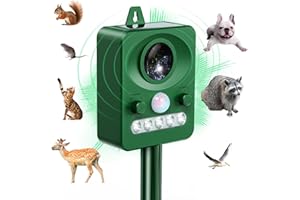 DORAIMUNI Cat Repellent, Ultrasonic Animal Repellent, USB & Solar Powered Garden Cat Deterrents, Waterproof Outdoor Animal Scarer, LED Flashing Cat Repellent for Garden Yard Squirrels Cats Rats Fox
