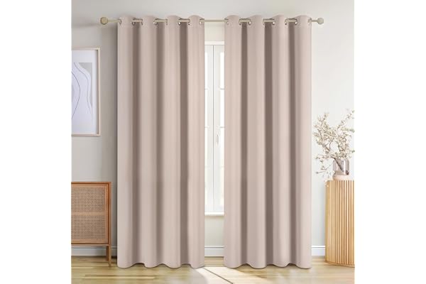 Blumtal - Lot de 2 Rideaux Occultants - Rideau Thermique Isolant Anti Froid - Rideau Occultant avec Œillets - Rideau Fenetre pour Toutes Les Saisons, 140 x 245 cm, Taupe