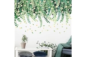 Zfseyuh Pegatinas Pared Decorativas,Vinilos para Cristales Decorativos Vinilos de Pared Flores y Hojas Colgantes de Vid Vinilo Ventana de Plantas