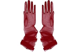 iEFiEL Women Semi Sheer Tulle Long Gloves Wedding Bridal Gloves Mittens for Evening Party Opera Photography Accessories