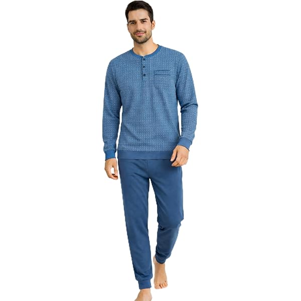Il Granchio Pigiama Uomo Manica Lunga In Cotone – Morbido E Leggero Con Fantasia Rigata, Pantaloni Con Polsini