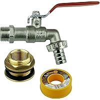 FILTROTECH Set: Zapfhahn mit Hahnanschluss, Tankdurchführung für Wassertank Zisterne Regentonne Fasshahn (1 Abgang)