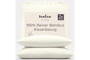 Bambaw Kissenbezug Bambus 40x60 cm, 2-er Pack, 100% Bambus Bettwäsche, weiche Bettwäsche für Allergiker, haarschonender und kühlender Kissenbezug 40x60 cm (Elfenbein)