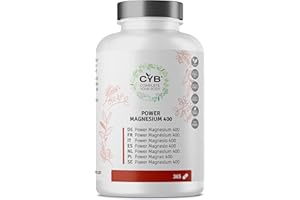 CYB COMPLETE YOUR BODY CYB | Power Magnesium 400mg Supplément de Magnésium Pur à Haute Dose - Complement Alimentaire - Supplément Végétalien Quotidien - Facile à Avaler - sans Sucre ni Lactose ni Gluten ni Allergènes