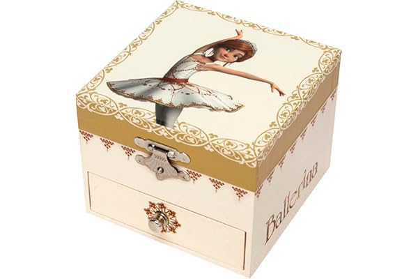TROUSSELIER - Ballerina. le Film - Boîte à Bijoux Musicale - Idéal Cadeau Jeune Fille - Phosphorescent - Brille dans la nuit - Musique Lac des Cygnes - Colori Ivoire