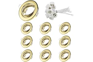 Sweet Led Lot de 10 spots encastrables GU10 en métal - Cadre de montage doré 230 V avec douilles GU 10 - Spot de plafond orientable - Spot encastrable pour LED ou halogène - Spot rond