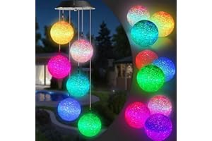 Qedertek Carillón de Viento para Exteriores, Luces Solares LED Móviles, Carillón de Viento, Cambio de Color, Lámpara Solar de Jardín, Lámpara Colgante para Arbol, Caminos, Fiesta, Decoración (Bola)