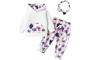 puseky Bebé recién Nacido de Manga Larga con Capucha Floral Sudadera Tops + Pantalones Ropa Trajes