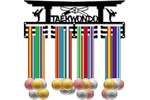CREATCABIN Porta Medaglie Taekwondo Appendino per Medaglie Decorazione Da Appendere per Medaglie Espositore per Medaglie Montaggio A Parete 3 linea Design Room Decorazione Domestica Regalo per 40x15cm