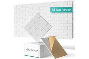 18 Pack Sound Proofing Panels Brick, Soundsbay Acoustic Panels Self-Adhesive, High Density Acoustic Wall Panels for Recording Studio, Home, Offices 12"×12"×0.4"