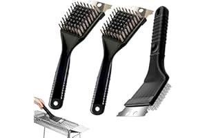 ENAIAH 3 Pezzi Spazzola Barbecue,Spazzola Pulizia per Barbecue,Spazzole per Griglia,Spazzola per Grill,Spazzola per barbecue acciaio inossidabile,Manico Isolante Extra Lungo per Pulire Griglia