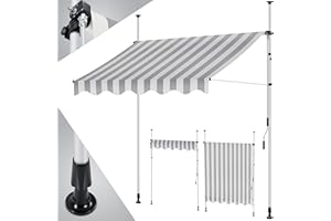 KESSER® Toldo para balcón con manivela, toldo para Balcones, Resistente a los Rayos UV, Regulable en Altura, Repelente al Agua, protección Solar, Cubierta para Patios, Blanco-Gris 400cm