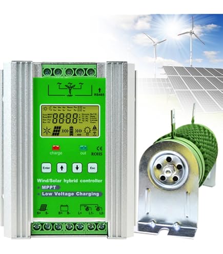 Contrôleur Hybride Solaire-éolien MPPT 6000W-8000W - DC12V/24V/48V Automatique - Pour Batteries Gel/Plomb - 9
