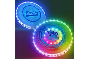 HYES 2 Pack Fliegender Ring für Kinder, 45 LEDs, 14 Beleuchtung Modi, Wiederaufladbar, leichtes, Fliegende Scheibe für Indoor Outdoor Sport Spielzeug Geschenk für Teenager Jungen Mädchen
