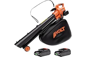 AIVOLT Soplador Aspirador Triturador de Hojas 3 en 1 Inalámbrico con Correa de Hombro Soplador de Hojas con 2 Batería de 20V 2Ah, Cargador y Bolsa de 40L para Jardín Exterior (EU02)