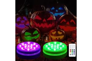 ‎JOYCOME Joycome Bath Accessories Pack of 2 13 RGB LED Halloween Light, Underwater Light with Remote Control, Magnet, Bathtub Whirlpool IP68 Waterproof Bath Light for Halloween, Pumpkin, Spa, Christmas