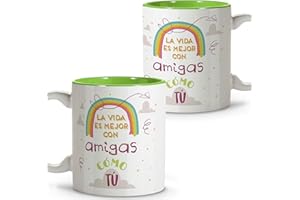 LolaPix Taza Amiga. Taza Mejor Amiga. Tazas Desayuno Originales. Taza Ceramica 330 ml. Regalos con Frases. Amigo Invisible.
