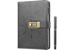 Kesote A5 Diary With Lock Journal With Lock Leather Cover Lined Notebook for Personal Daily Arrangement Journaling Work Record Back to School Supplies—212 Pages (Grey)