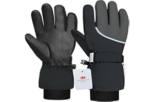 Origem Skihandschuhe Kinder, Wasserdicht Handschuhe Kinder Winterhandschuhe für Jungen und Mädchen, Thermo Atmungsaktiv Winddichte Schneehandschuhe, Outdoor-Sport, Reithandschuhe für 4-14 Jahre