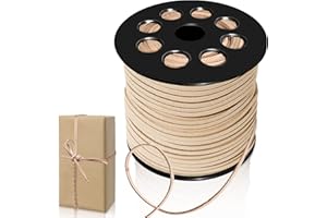 WONWOOD_DIRECT Corda di Cuoio Cordoncino in pelle, 90M Suede Cord Cordino in Finta Pelle Corda per Collana di Tessitura, Braccialetto Fai da Te, Confezione Regalo, Decorazione Acchiappasogni (Cachi)