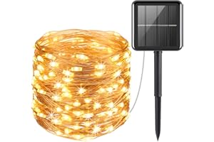 Criacr Solar Lights Outdoor Garden, 120 LED 12M/40Ft Solar Garden Lights Waterproof with 8 Modes, Copper Wire Solar Fairy Lights Indoor Outdoor for Tree Patio Garden Wedding Home Party (Warm White)