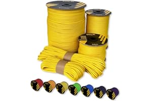 EdcX Paracord 4mm, 35+ colori solidi (15m, 30m, 50m, 100m, 300m) | Ideale per campeggio, sopravvivenza, attività all'aperto | Corda 100% nylon 4 mm| Corda Tattica 550 Tipo III (Yellow, 15 m)