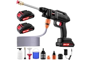 HONDONY Nettoyeur Haute Pression Buse, 3000W 21V Nettoyeur Haute Pression sans Fil avec 2 Batteries, Nettoyeur Haut Pression Batterie avec Tuyau, Pot en Mousse, Adapté pour Nettoyer Les Voitures, Sols