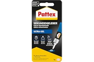 Klej błyskawiczny Pattex Ultra Gel, 3 g bardzo mocny i elastyczny superklej, odporny na uderzenia i wodę klej naprawczy o konsystencji żelu, np. do gumy, skóry, drewna.