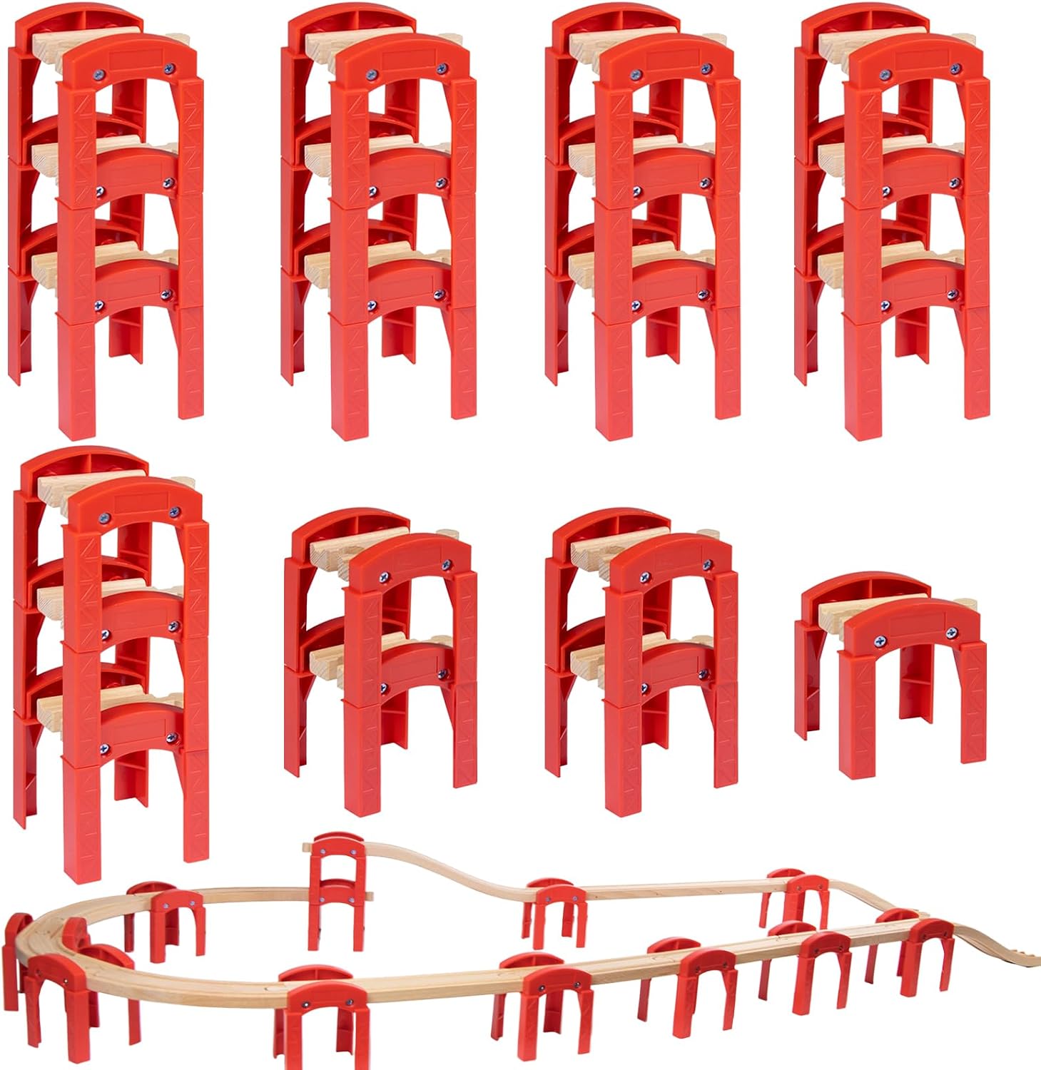 Accesorios para Tren de Madera, 20 Piezas, Compatibles con Todos los Sistemas de Rieles de Madera, Aptos para Niños de 3 Años