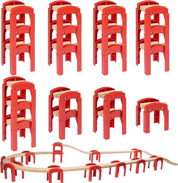 Accesorios para Tren de Madera, 20 Piezas, Compatibles con Todos los Sistemas de Rieles de Madera, Aptos para Niños de 3 Años - 1