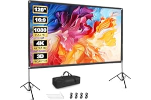 EMART Telo Proiettore di Proiezione 120 Pollici 4K HD con Set Supporto, Lo Sfondo Può Essere Proiettato su Entrambi i Lati, Adatto per La Visione di Film in Sala, Riunioni ed Eventi All'aperto