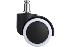 LIHAO 5 Pezzi Ruote Sedia Ufficio, 10X 50MM Ruote per Mobili Ultra Silenziose 360°per Piastrelle Pavimento Duro Moquette, Bianco + Nero