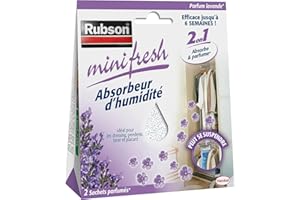 Rubson | Absorbeur d’Humidité Minifresh Parfum Lavande (2 sachets de 50 g) – Idéal pour dressing, penderie, tiroir et placard – Efficace jusqu'à 6 semaines