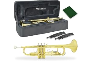 Montreux Bb-Trumpet för Nybörjare med Lätt Väska och Munstycke | Klockstycke i gulmässing, smidiga ventiler, försilvrat 7C-munstycke; väska med ryggsäcksremmar