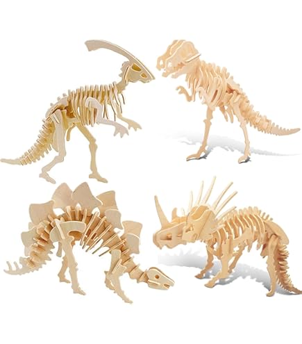 3D Wooden Puzzle Tyrannosaurus Woodcraft Construction Kit Dinosaur 2 In 1 - Foto 12