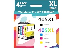 hehua 405XL tusz Multipack do Epson 405 XL Wkłady atramentowe tusz 405XL do Epson Workforce Pro WF-4820 WF-3820 WF-3825 WF-4825 WF-4830 WF-7830 WF-7840 WF-4820 (1 czarny,1 cyjan,1 magenta,1 żółty)