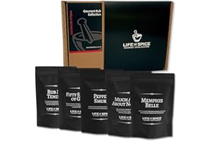 Life of Spice Gourmet Rub Collection | All Purpose Seasoning & BBQ Rubs | 236g | 5 Original Rubs with Recipe Cards | Great spices for Ribs, Mexican Fajitas, Buffalo Wings, Peppered Steaks | Great Gift