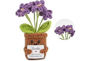 BAFIWU Dankeschön Geschenke, Danke DASS du Mir Beim Wachsen Geholfen Hast Glücksbringer,Handgemachter Gestrickte Lila Blumen, Danke Geschenk für Lehrer Kollegen Erzieherin Freunde und Familie