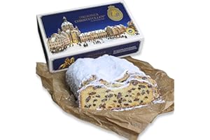 ‎ZANASTA Bäckerei Claus Original Dresdner Christstollen 1000g im Geschenkkarton handgemachter Stollen mit Rosinen nach traditionellen Familienrezept 1-kg