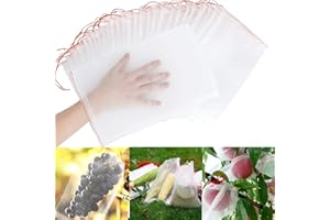 AMZMUKAUP 60 Stück Obst Schutzbeutel mit Kordelzug, Insekten Mückennetz Absperrbeutel Trauben-Schutzbeutel Garten Netz Beutel Organzabeutel zum Schutz von Pflanzen Frucht Blumen Gemüse, 15x25cm