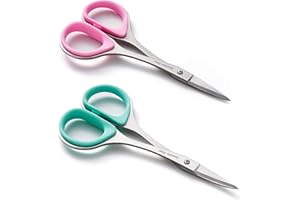 Beaditive cucito e ricamo forbici set (2 pz.) curvo, sharp, in acciaio steel design | punte di precisione, ergonomica maniglia di gomma grip | piccolo, compatto fai da te usa (1 Curvo, 1 Dritto)