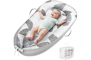 HOTUT Baby Nest Cot Bumper, Baby Nest for Newborns, Comfort and Softness, 100% Cotton, Baby Cot Bumper Baby Double-Sided with Storage Bag