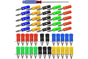 senvenelec (51 adaptadores de conector banana de 4 mm, terminal de conector banana, 5 colores, 25 machos + 25 hembras)
