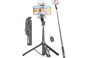 QIRITA 130CM Tripode para Movil con Control Remoto Desmontable para Teléfono Móvil, Extensible 3 en 1 Selfie Stick de Aluminio para iPhone y Android, Vlogueo, Transmisión, TikTok, Youtube